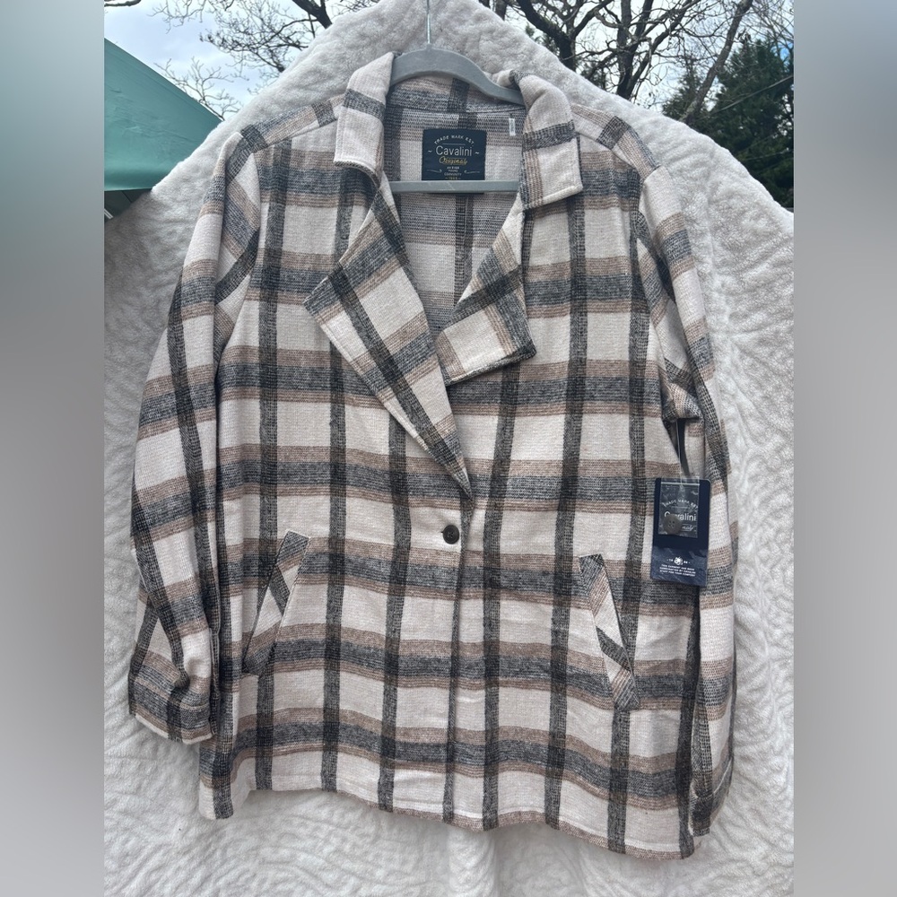 Cavalini Women's Checkered Blazer - Black and Cream